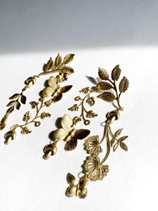 DREAMGAZE flora and fauna brass earrings