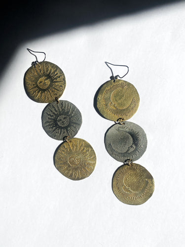 AMULETS + TALISMANS sun and moon earrings