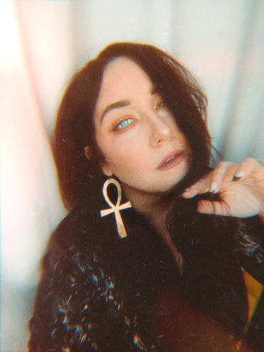 AMULETS + TALISMANS large ankh earrings