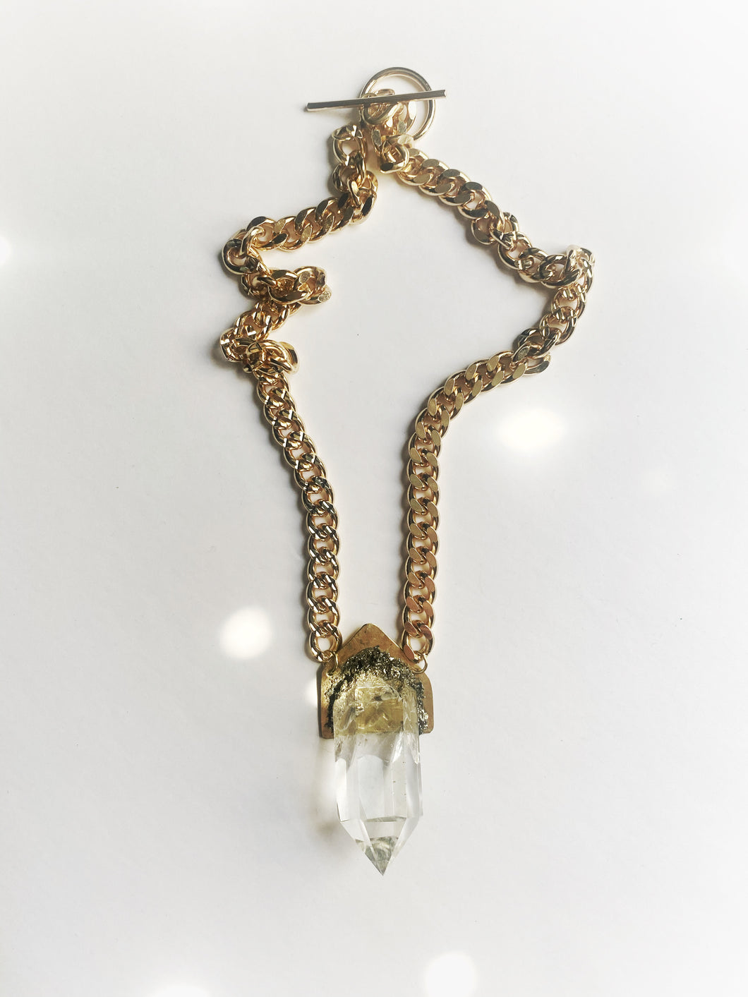 HEAVY METAL crystal quartz and pyrite point necklace